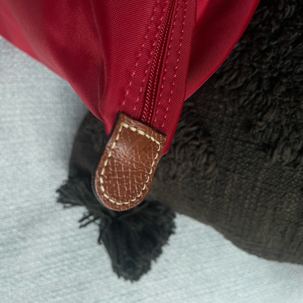Longchamp Red Tote with Brown Leather Trim - Picture 5 of 8